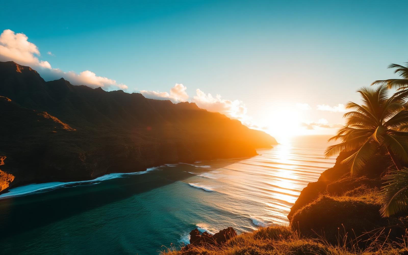Sunset over the Māui coastline